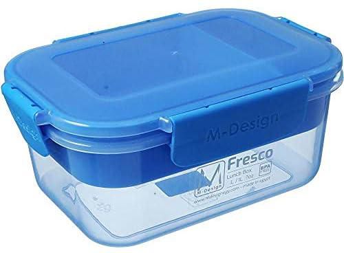 M-Design 2.1L Lunch Box with Tray - Blue - Blue Clips