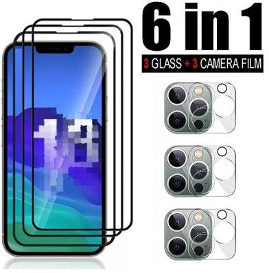 3 Pieces Screen Protector Set with 3 Pieces Camera Protection for iPhone 11