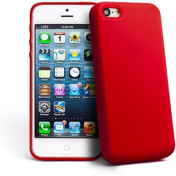 Pure Colour Apple iPhone 5C Soft Silicone Case Cover Include Calans Screen Protector -(Red)