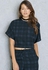 Checked Oversized Crop T-Shirt