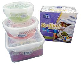 Easy lock (3pcs/Set) Plastic Food Container Redbud Gift Set
