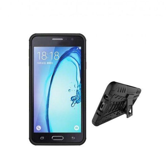 Generic Tyre Cool Guard PC and TPU Kickstand Case - For Samsung Galaxy On7 2016/J7 Prime - Black