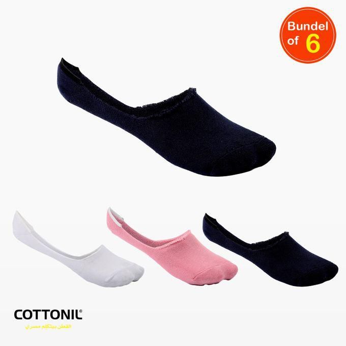 Cottonil Cotton Plain Invisible Socks For Men - Pack Of 6