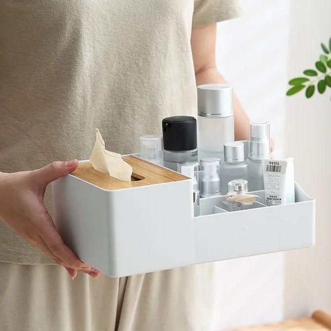 Multi-functional Wooden Tissue Box With Wooden Lid