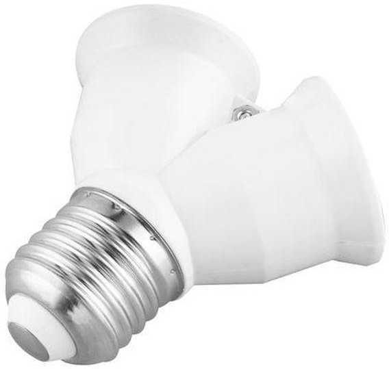 E27 To 2 E27 LED Halogen Y Shape Light Lamp Bulb Converter - White