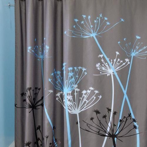 Generic 3D Waterproof Polyester Shower Curtain Dandelion Pattern With 12 Plastic Hooks_GREY