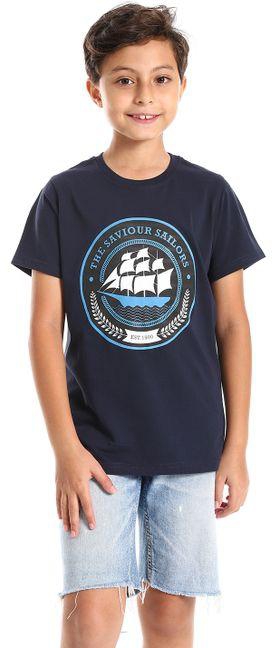 Ted Marchel Round Neck Boys Slip On T-Shirt - Navy Blue