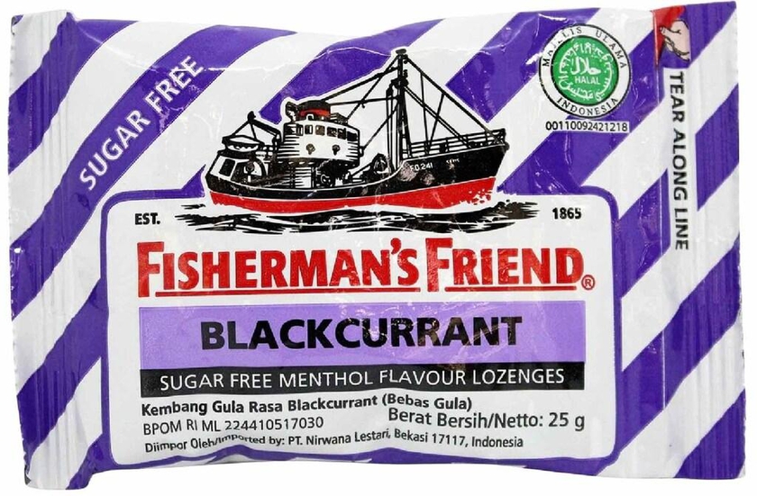 Fisherman&#39;s Friend Blackcurrant Sugar Free Menthol Lozenges 25g