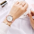 CURREN 9046 Quartz Women Wristwatch Carved Flower Embroidered Style Watch for Ladies Womens Watches with Leatherette PU Strap Stainless Steel Band Waterproof Wearable Accessories