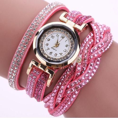 Pink Exquisite Luxury Crystal Quartz Wrist Watch