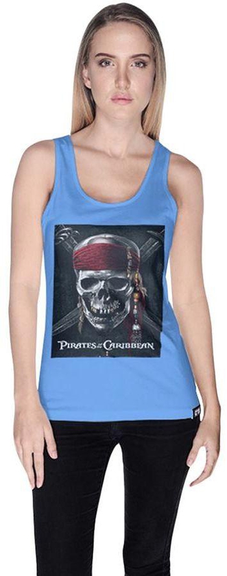 Creo Pirates of the Caribbean Movie Poster Printed Tank Top for Women - M, Blue