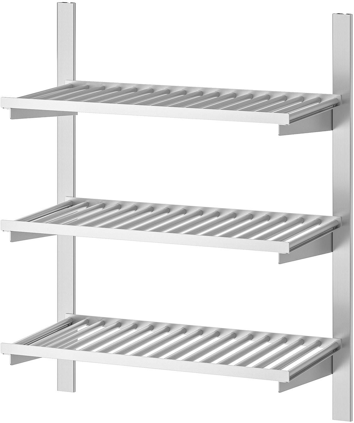 KUNGSFORS Suspension rail with shelves - stainless steel