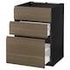 METOD / MAXIMERA Base cab f sink+3 fronts/2 drawers, black/Voxtorp walnut, 60x60 cm - IKEA