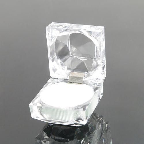 Acrylic Jewelry Holder Ring Transparent Gift Box White