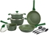 Prestige Essentials Nonstick Pots and Pans Set | Induction Cookware Set 11 Pieces | Non Stick Set Combo | Granite Cooking Set | Fry Pan Non Stick Combo Set - Green