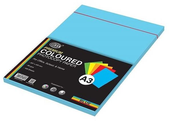 Coloured Paper, A3, 100pcs/Pack, Blue