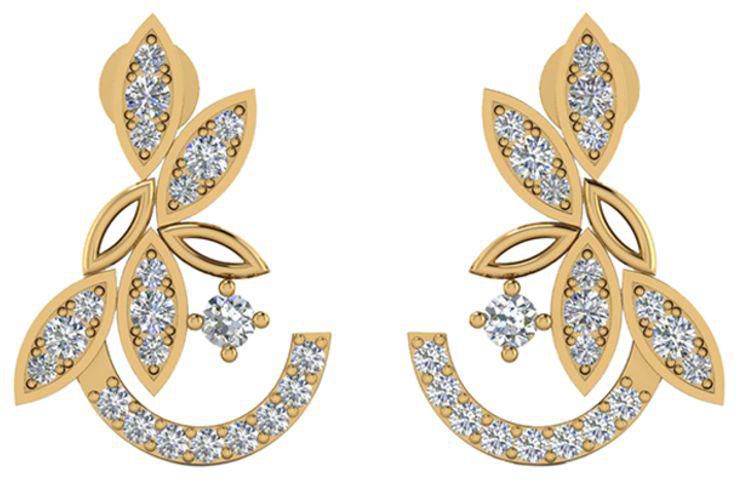 18 Karat Gold 0.32 Carat Diamond Delicate Stud Earrings