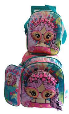 Glossy Bird 3 In 1 Character 16" Trolley School Bag With Removable Face Mask - Multicolour