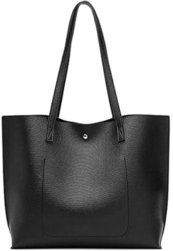 Women's Soft Faux Leather Tote Shoulder Bag Big Capacity Tassel Handbag