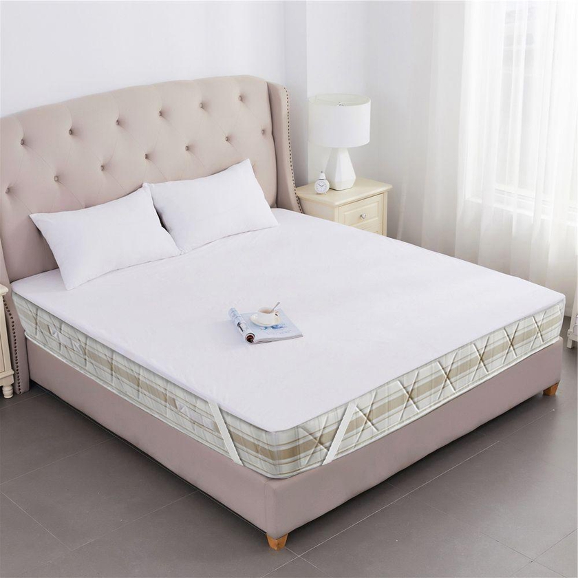 Masterbed Waterproof Protector (Fully Impermeable, Terry Cloth + Pvc)- 90X200 cm, White