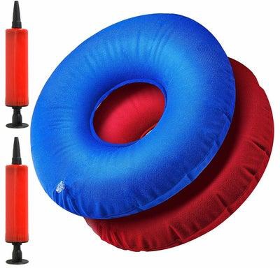 Inflatable Donut Cushion 2Pack Round Ring Breathable Portable Soft Pillow with 2PC Air Pump For Office Chair Car Seats Travel Wheelchair