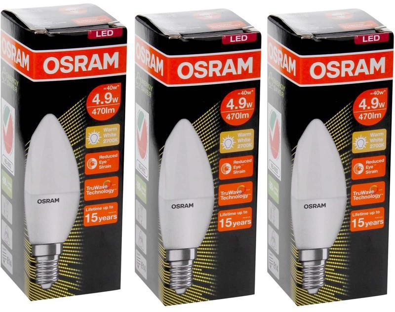 Osram LED Candle (4.9 W, Warm Frosted, 3 Pc.)