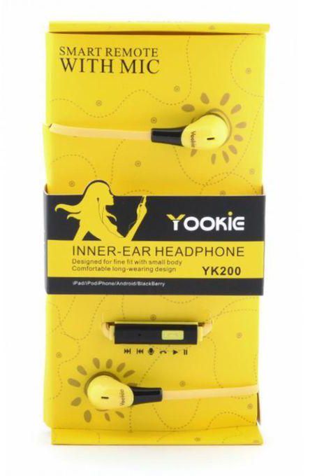 YooKie YK-200 Super Bass Earphones - Yellow/Black