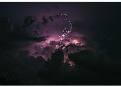 Lightning In Clouds Wall Art Canvas Print Multicolour 80x53x3.5centimeter
