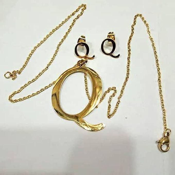 Letter Q Pendant, Earrings And Necklace