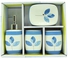 4 Pieces Bathroom Accessories Set Toothbrush Cup & Holder, Lotion Liquid Soap Dispenser & Tray Blue