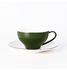 Pretty Thin Ceramic Coffee Cup And Saucer Green/White