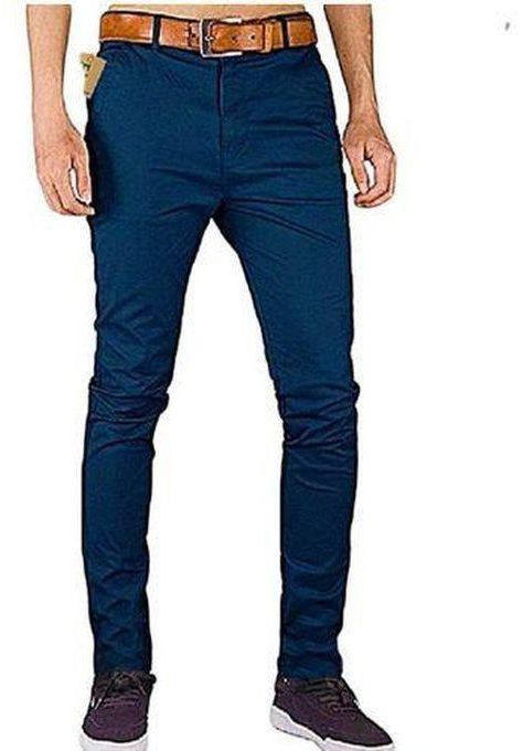 Fashion Navy Blue Men's Soft Slim Fit Khaki Trouser