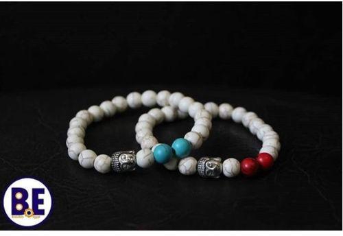 Generic Tiny Buddah Cracked Beads Bracelet Set - White