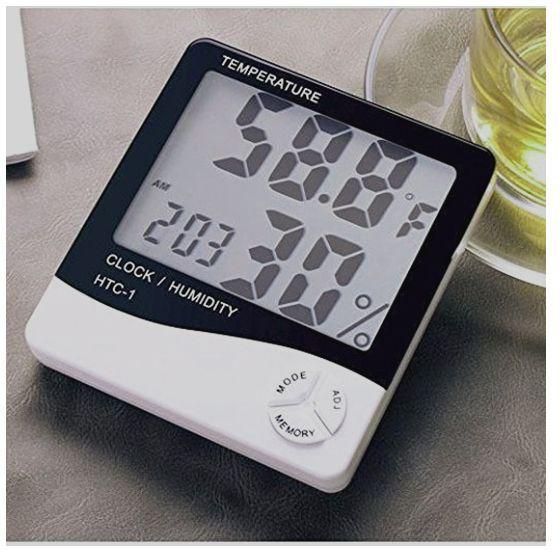 Htc Electronic Digital Thermometer And Hygrometer With Clock HTC-1