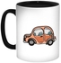Car Printed Coffee Mug White/Black/Peach
