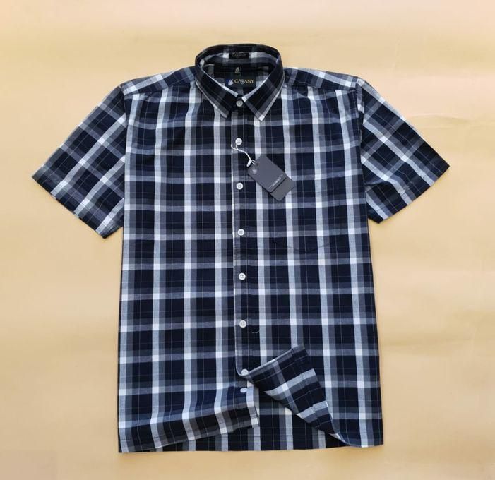 Men's Shortsleeve Plaid Shirt - Black