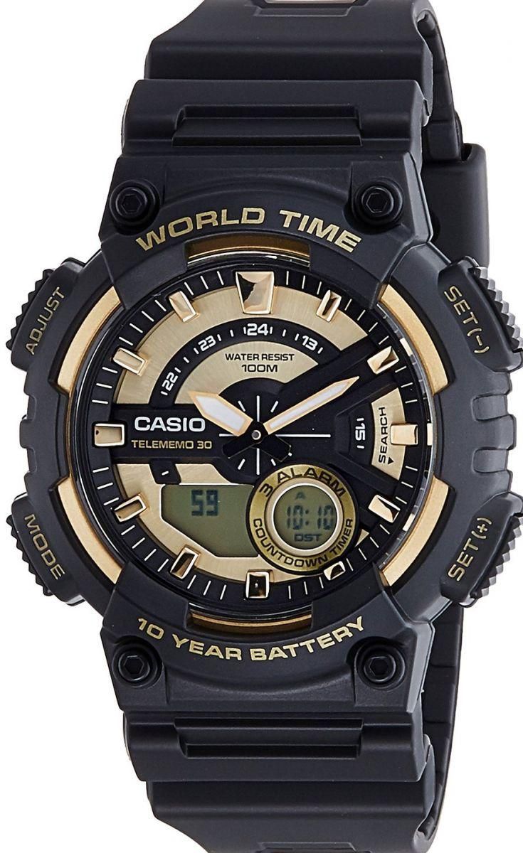 Casio Youth - Combination Analog-Digital Gold Dial Mens Watch - AEQ-110BW-9AVDF