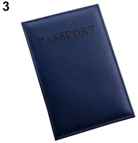 Bluelans Travel Passport ID Card Cover Holder Case Faux Leather Protector Skin Organizer-Dark Blue