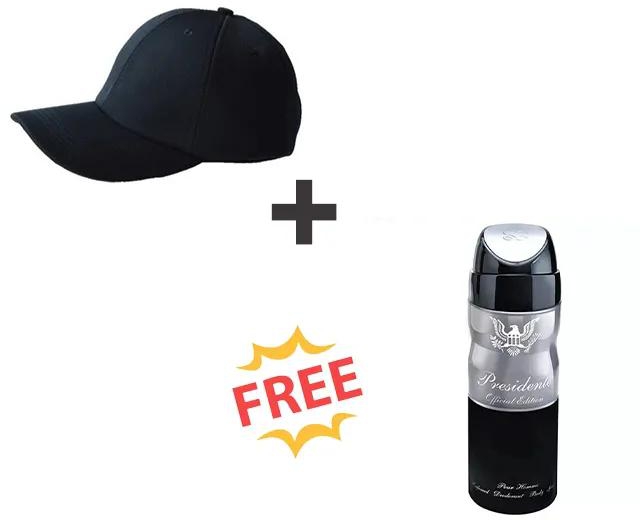 Black baseball cap +  free deodorant