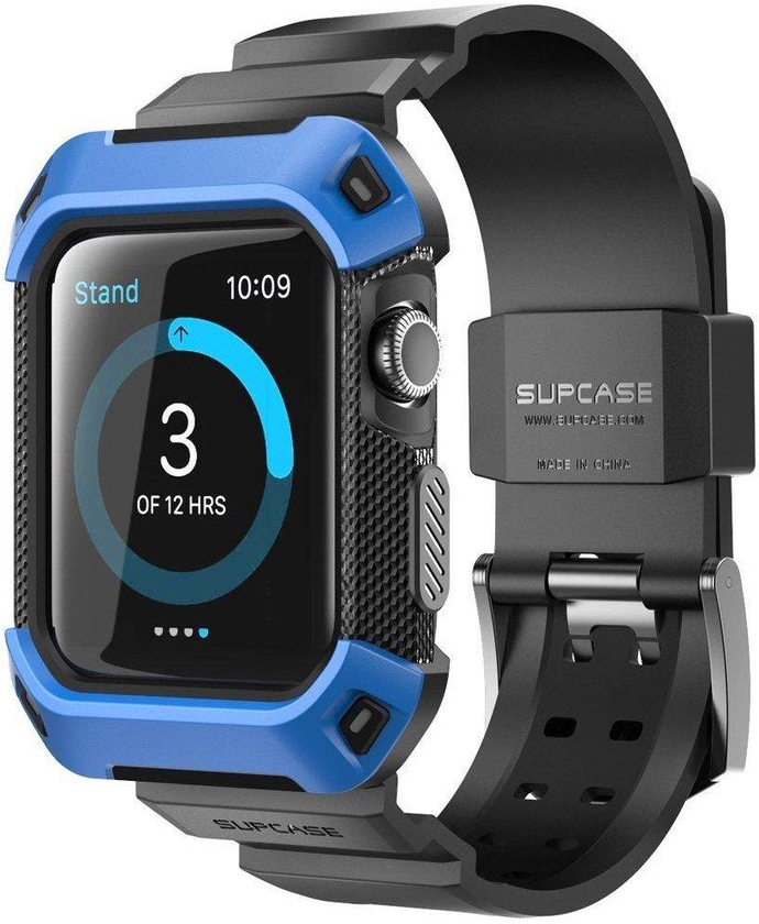Apple Watch 1 & 2 Case, SUPCASE Protective Case with Strap Bands for Apple Watch 42 mm Black Blue