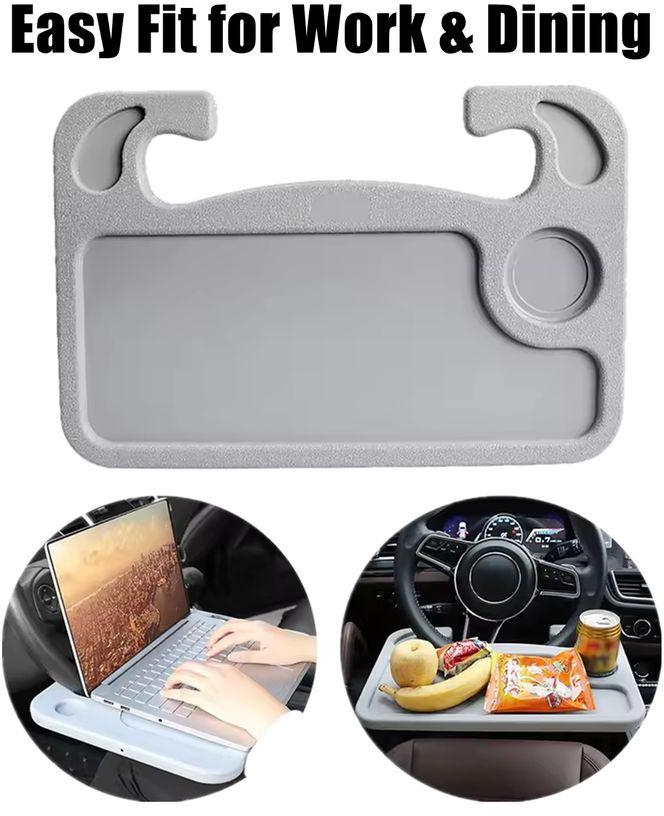 Portable Car Steering Wheel Desk Tray: Easy Fit for Work & Dining-White