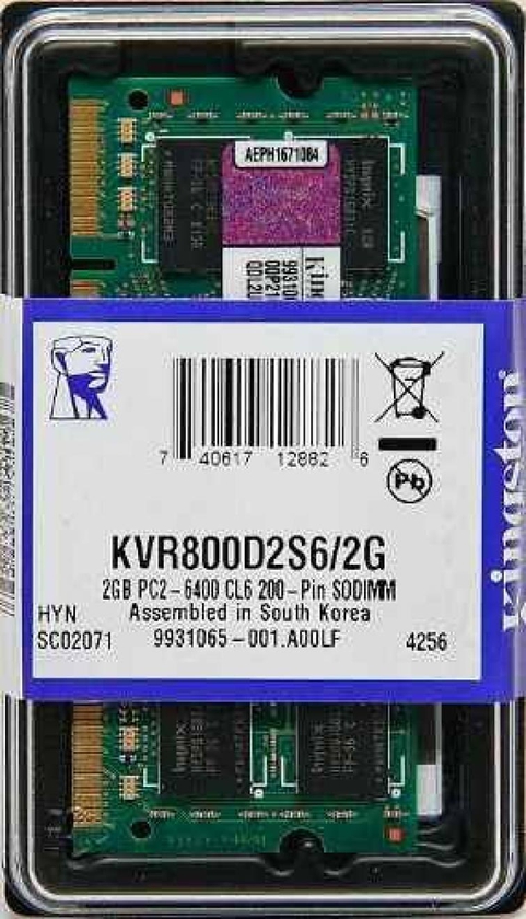 Kingston 2GB 800MHz DDR2 800 200 Pin Notebook Ram KVR800D2S6/2GB