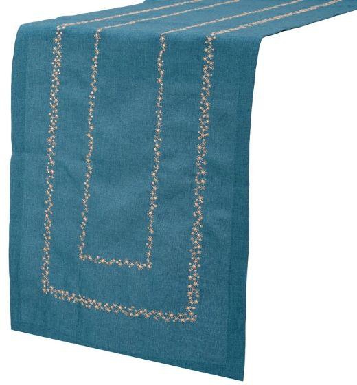 Lacenembroidery Golden Gypsophila Embroidery Table Runner (Green)