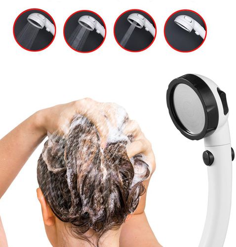 High Pressure Rain Shower Head Adjustable Spray for Bathroom (Black)