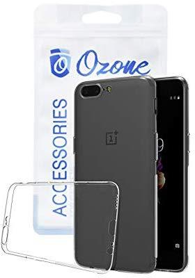 Ozone OnePlus 5 Invisible Series TPU Transparent Case Cover With Full Cover Tempered Glass - Clear