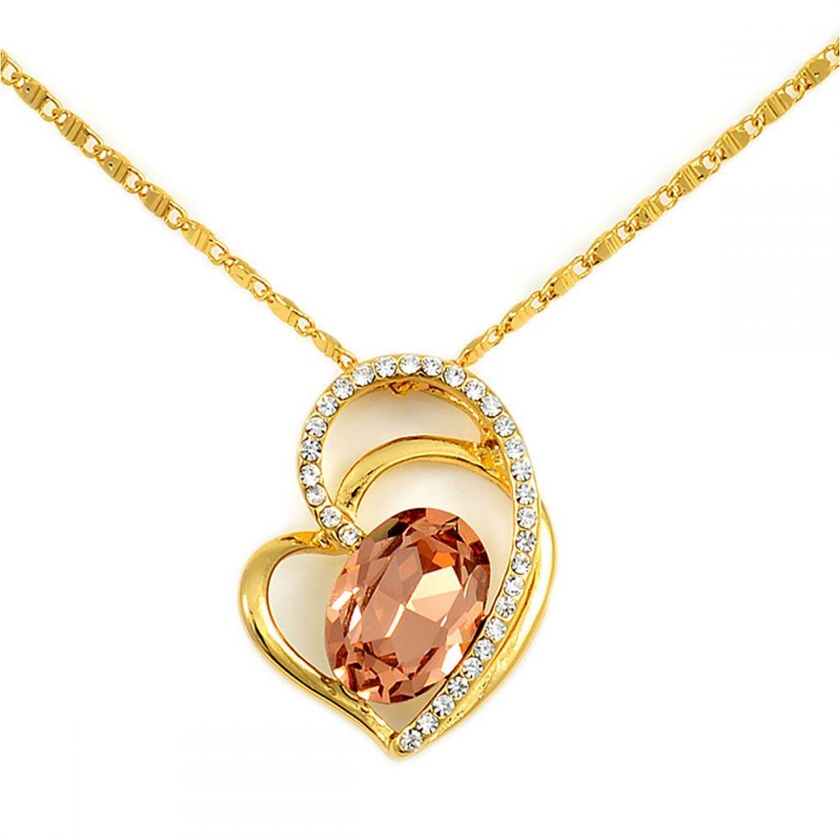 Swarovski Elements 18K Gold Plated Heart Pendant Necklace, SWR-061