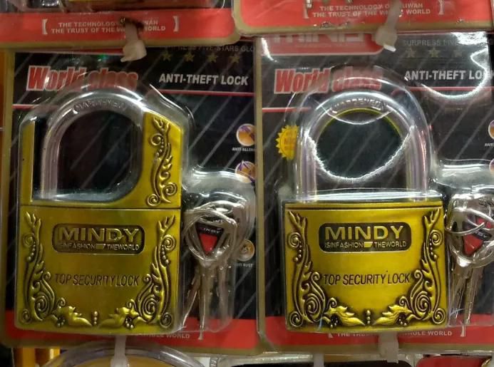MINDY TOP SECURITY PADLOCK 2PCS ANTI THEFT LOCK  50MM+ 50MM WITH EACH 3 SPARE KEYS