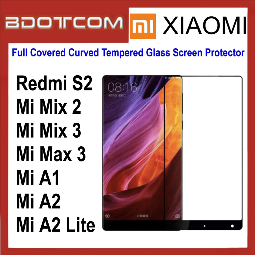 Bdotcom Full Covered Curved Glass Screen Protector for Xiaomi Redmi S2 (Black)