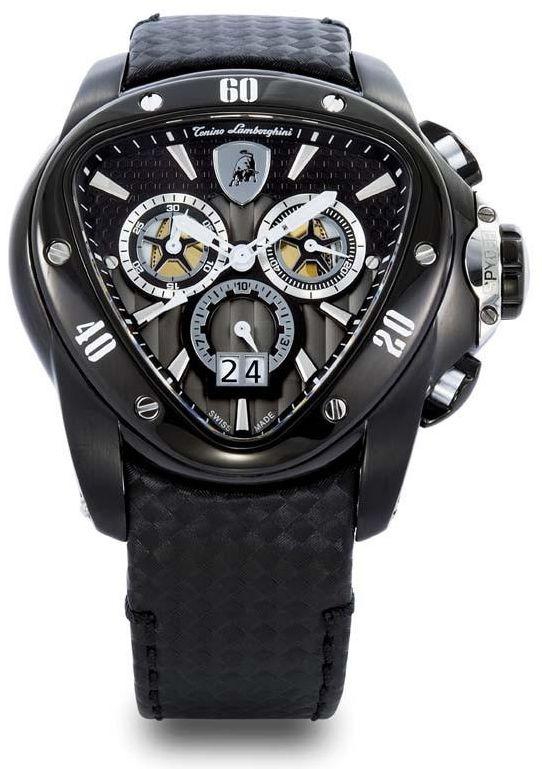 Lamborghini Black Leather Black dial Chronograph for Men [ 1104]