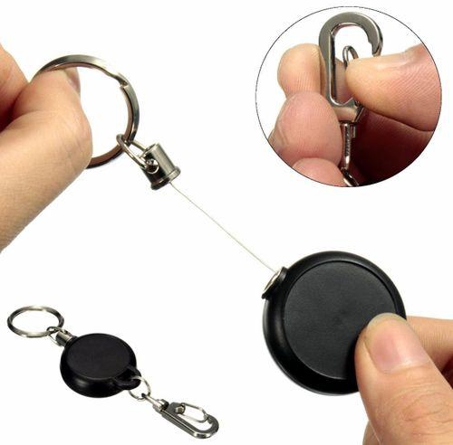 Fashion 60cm Badge Reel Retractable Recoil Carabiner ID Card Holder Key Chain Steel Cord